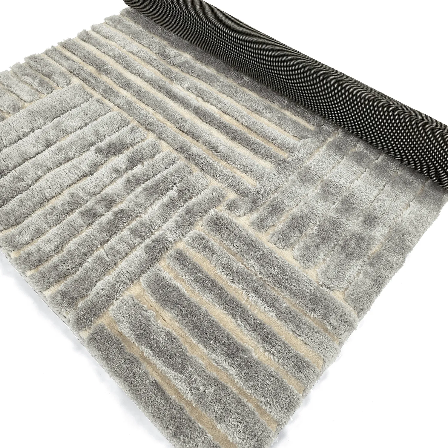 Tapis shaggy - Tyros (crème/gris)