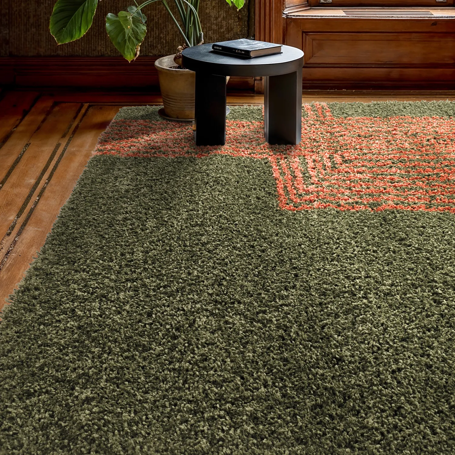 Tapis à poils longs - Zagora (vert/orange)