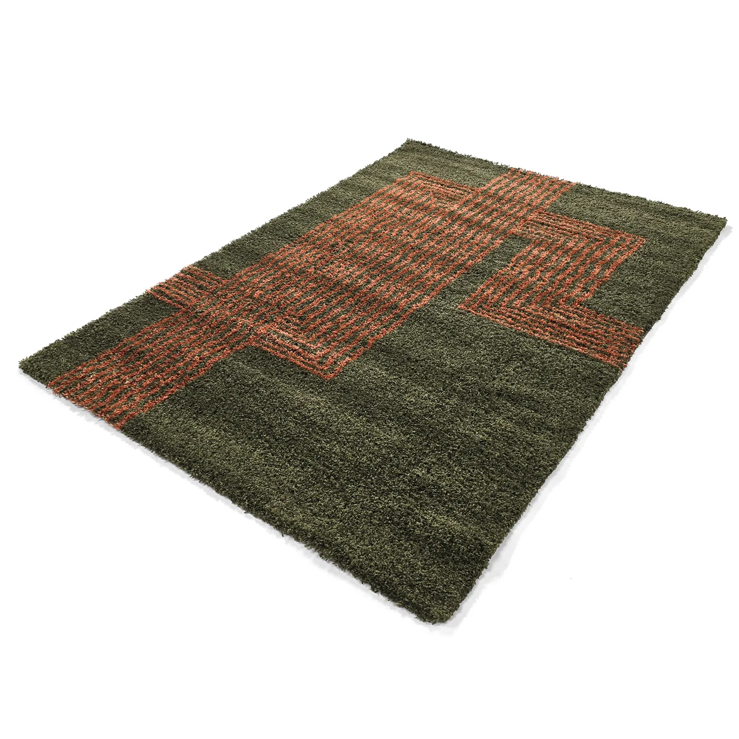 Tapis à poils longs - Zagora (vert/orange)