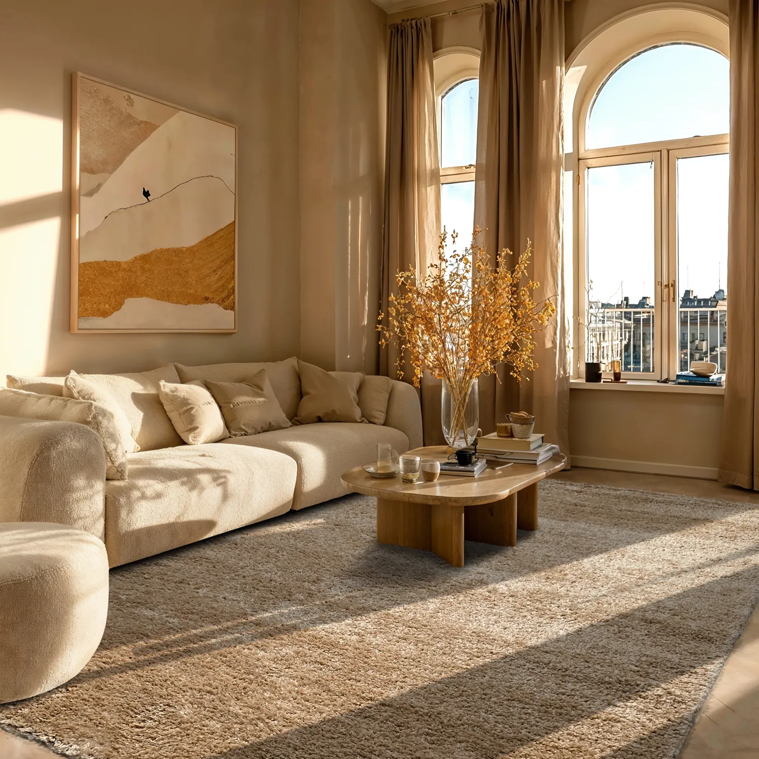 Tapis shaggy - Zoe (beige)