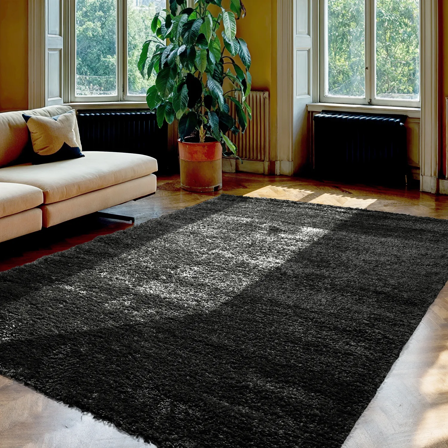 Tapis à poils longs - Zoe (noir)