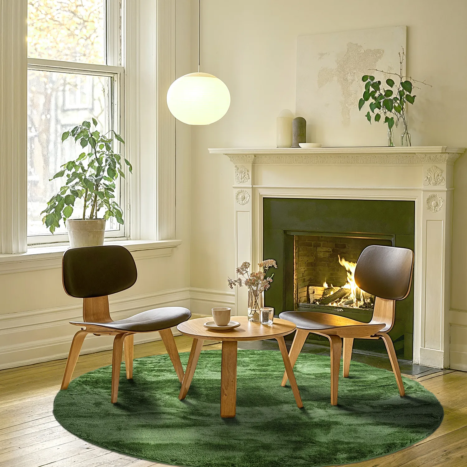 Tapis ronds - Aranga Super Soft Fur (vert olive)