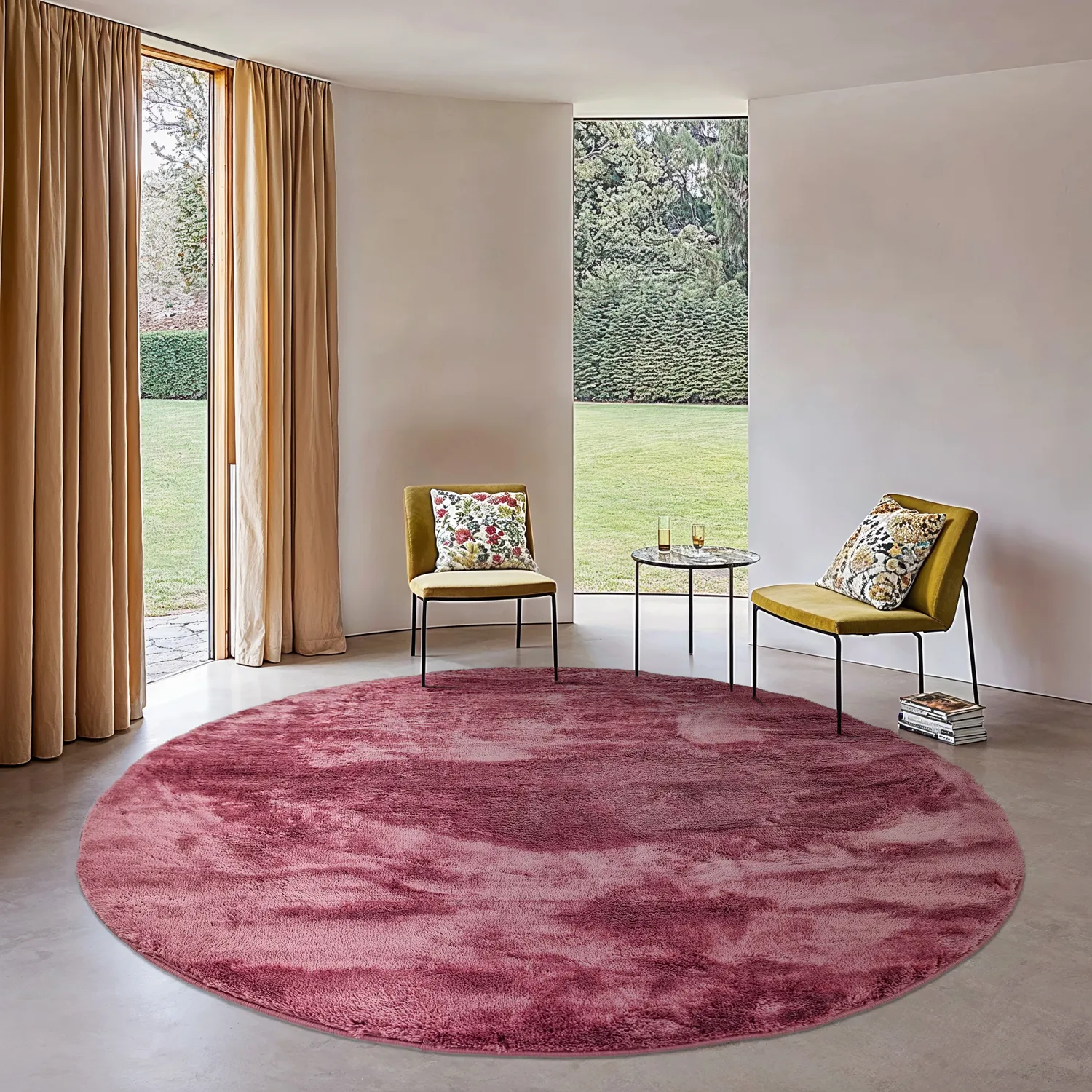 Tapis ronds - Aranga Super Soft Fur (rose)