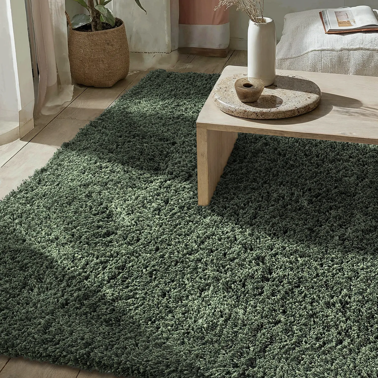 Tapis shaggy - Combarro Solid Cotton Shaggy (vert)