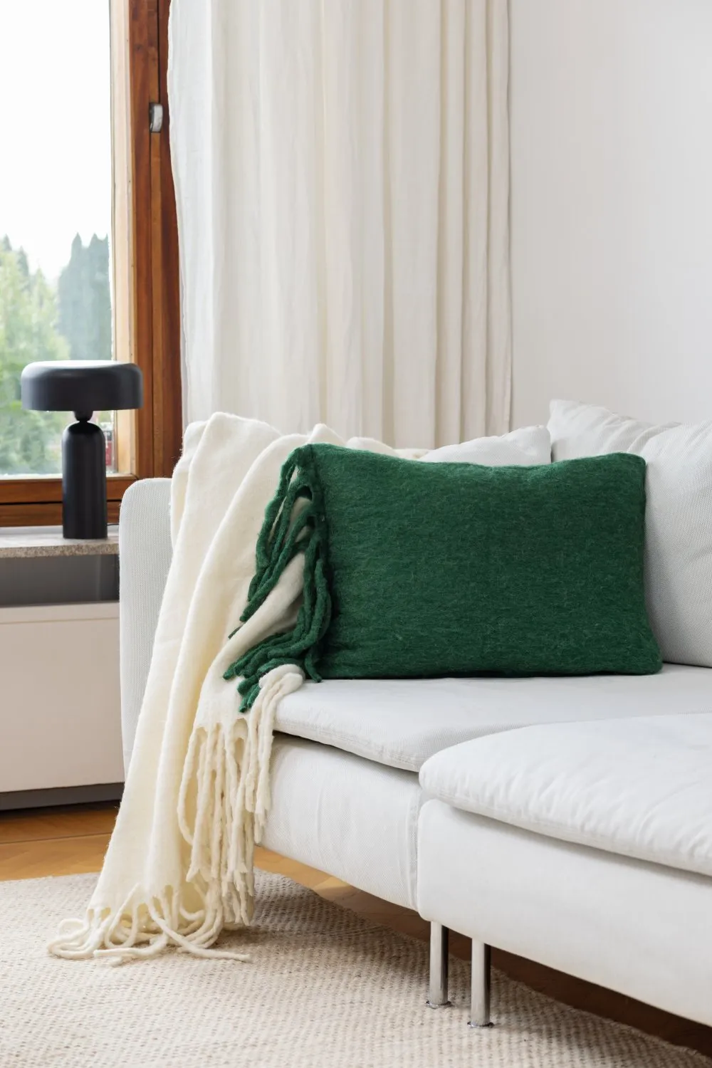 Housse de coussin en mélange de laine - Samantha (vert)
