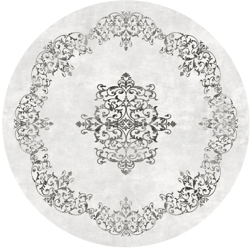Tapis rond - Santi (blanc/noir)