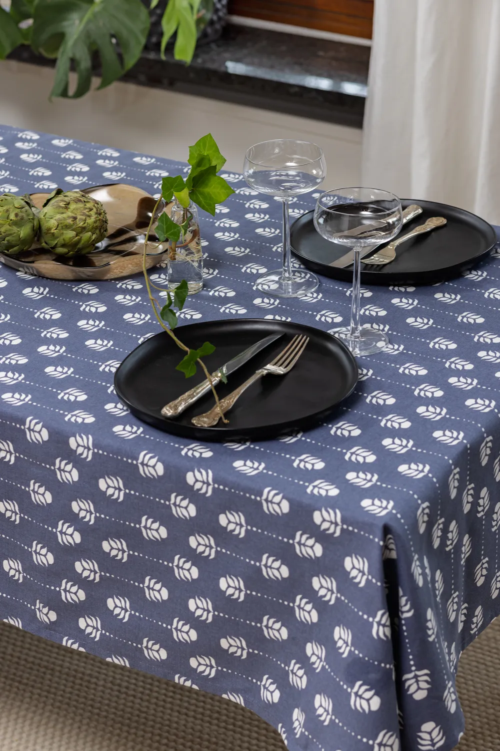 Nappe en coton Sari (bleu)