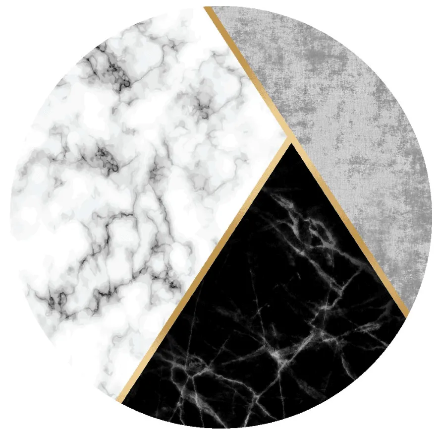 Tapis rond - Savino (noir/blanc/gris)