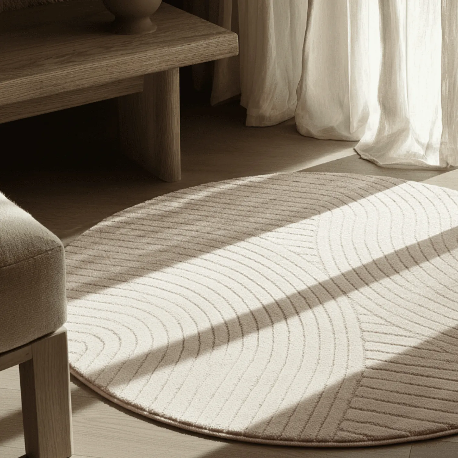 Tapis rond - Devon (crème)