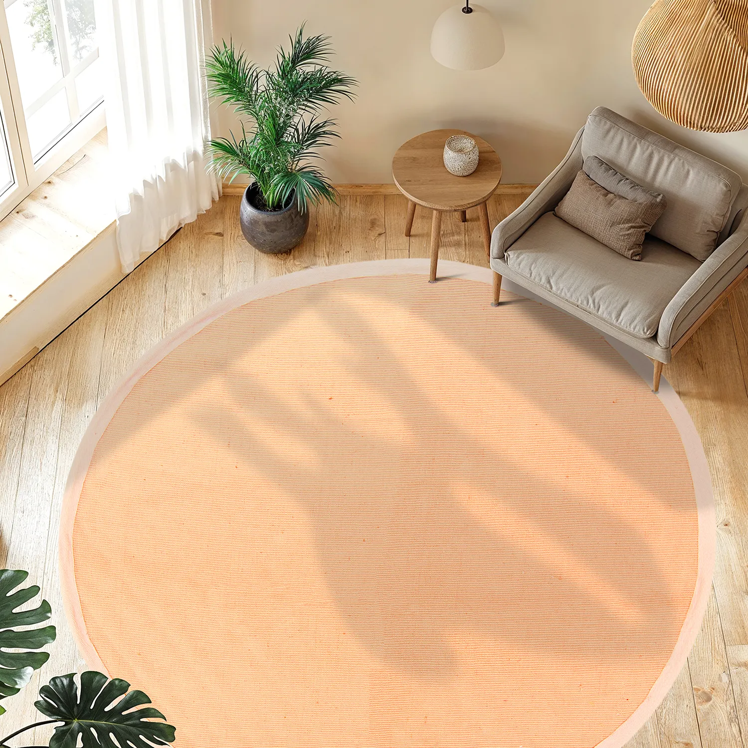 Tapis rond (sisal) - Agave (damas)