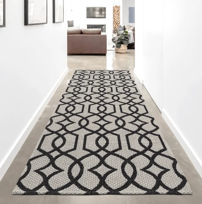 Tapis en coton - Orsa (gris clair/noir)
