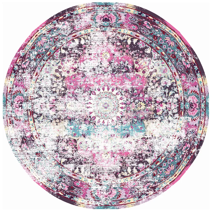 Tapis rond - Jedaida (rose/multicolore)