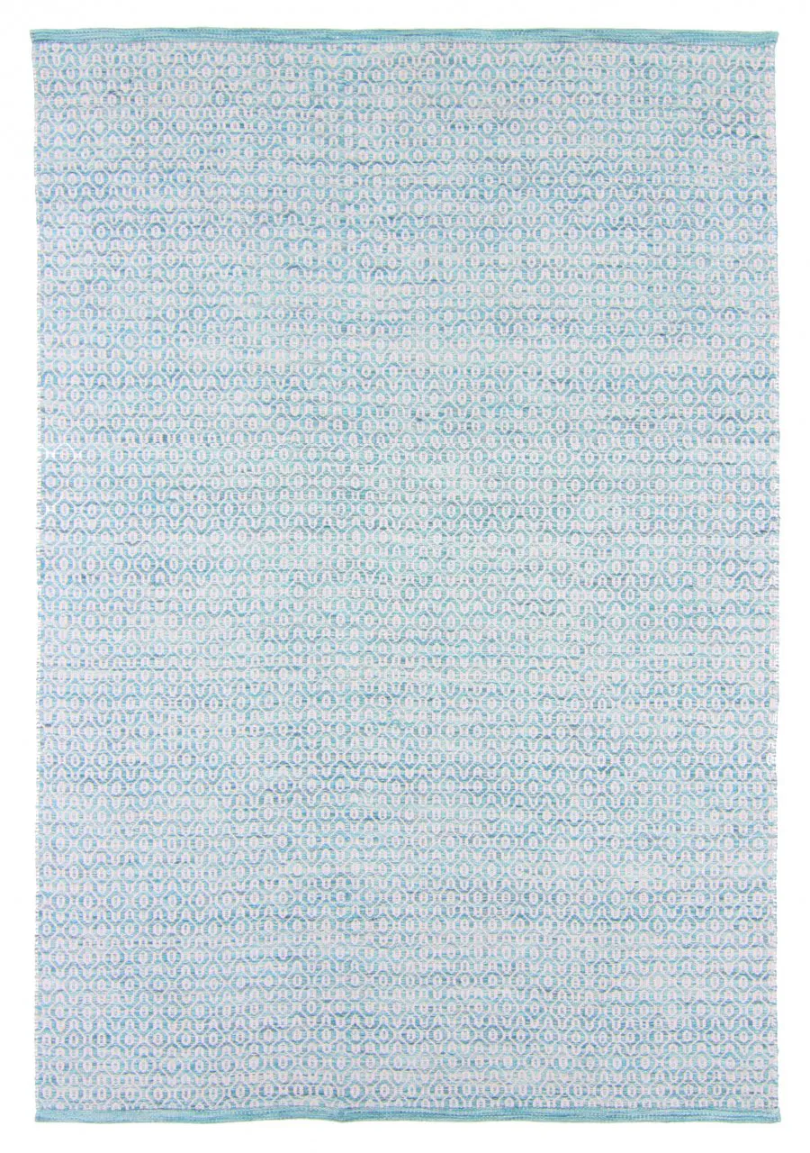 Tapis en laine - Snowshill (turquoise/blanc)