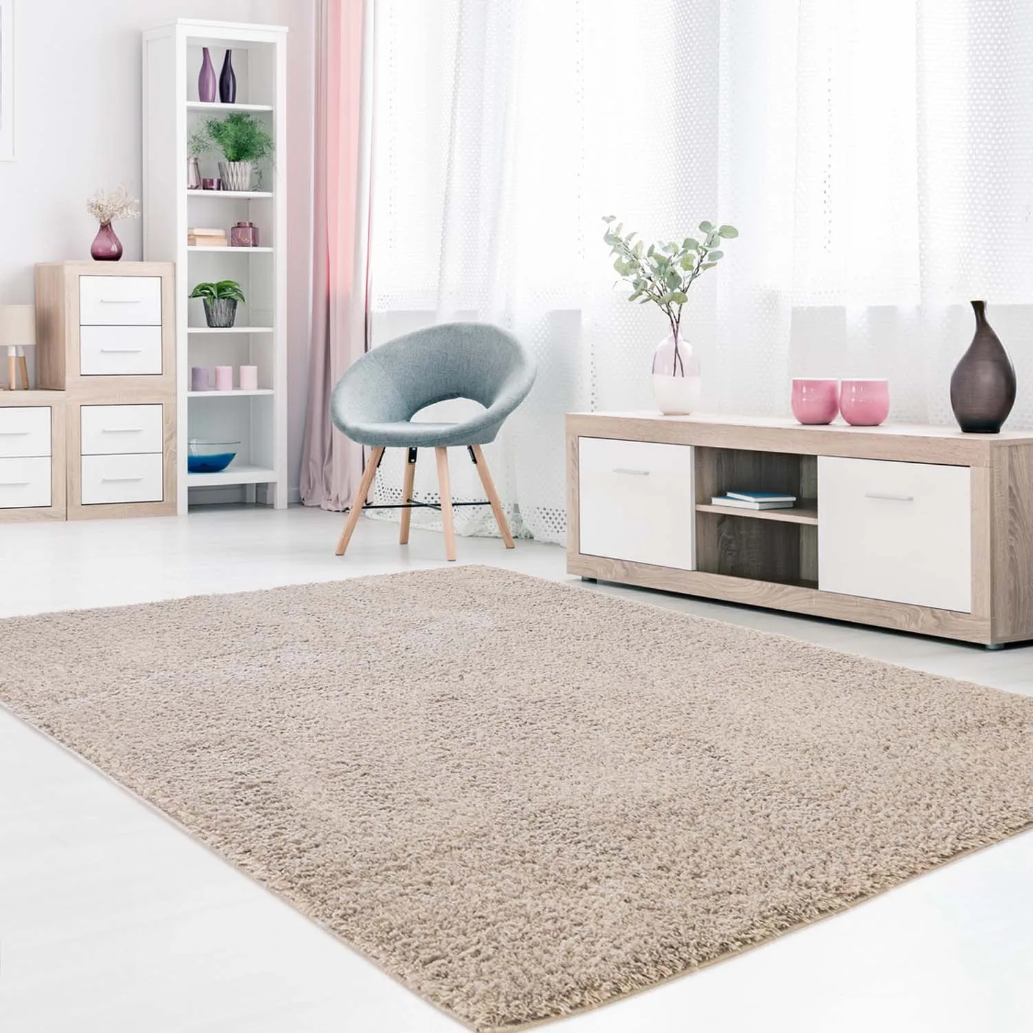 Tapis moelleux - Soft Shine (beige)