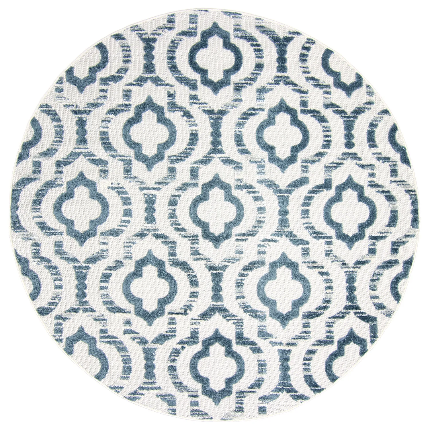 Tapis rond - Intérieur/Extérieur Trenton (blanc/bleu)