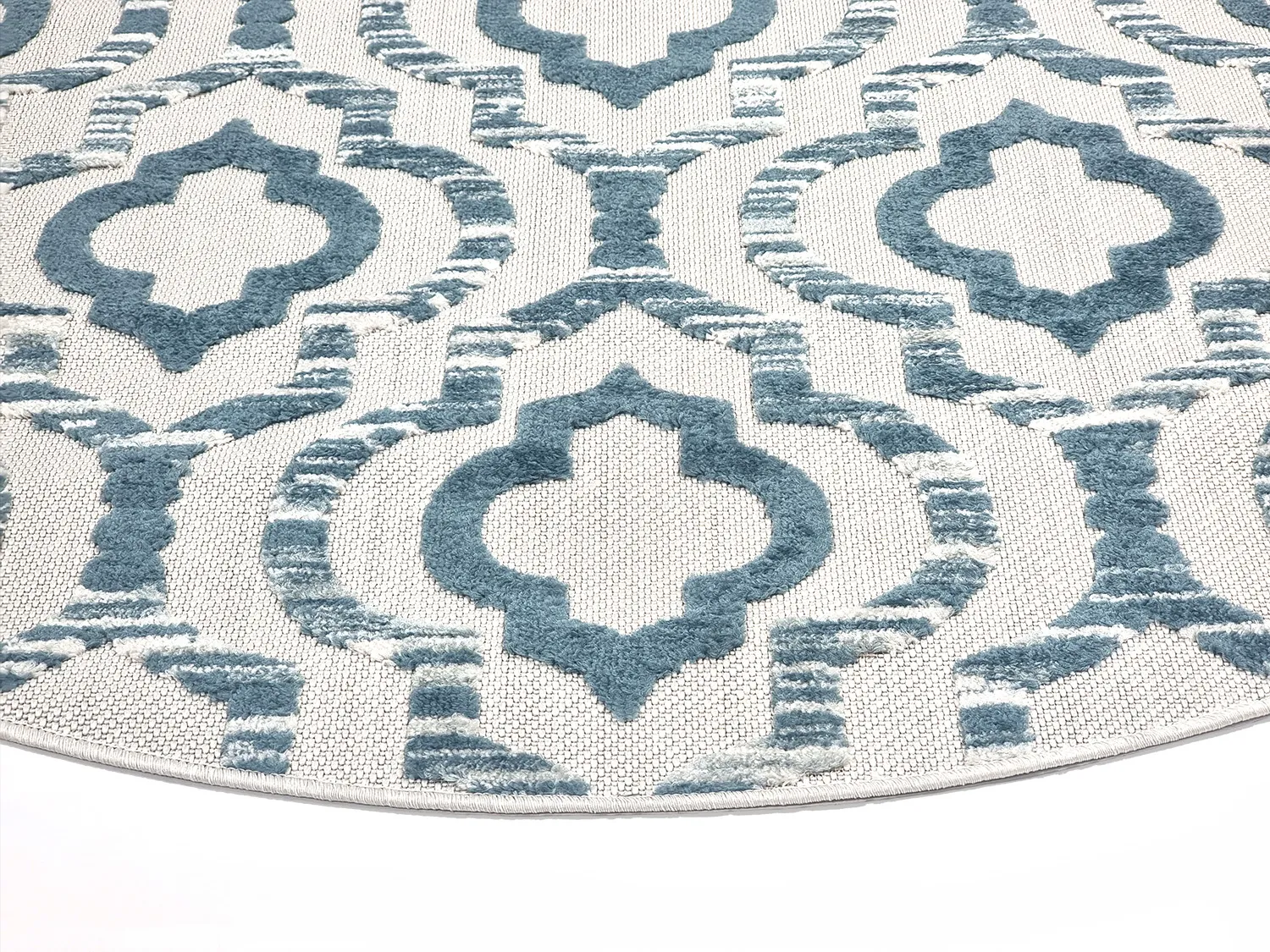 Tapis rond - Intérieur/Extérieur Trenton (blanc/bleu)