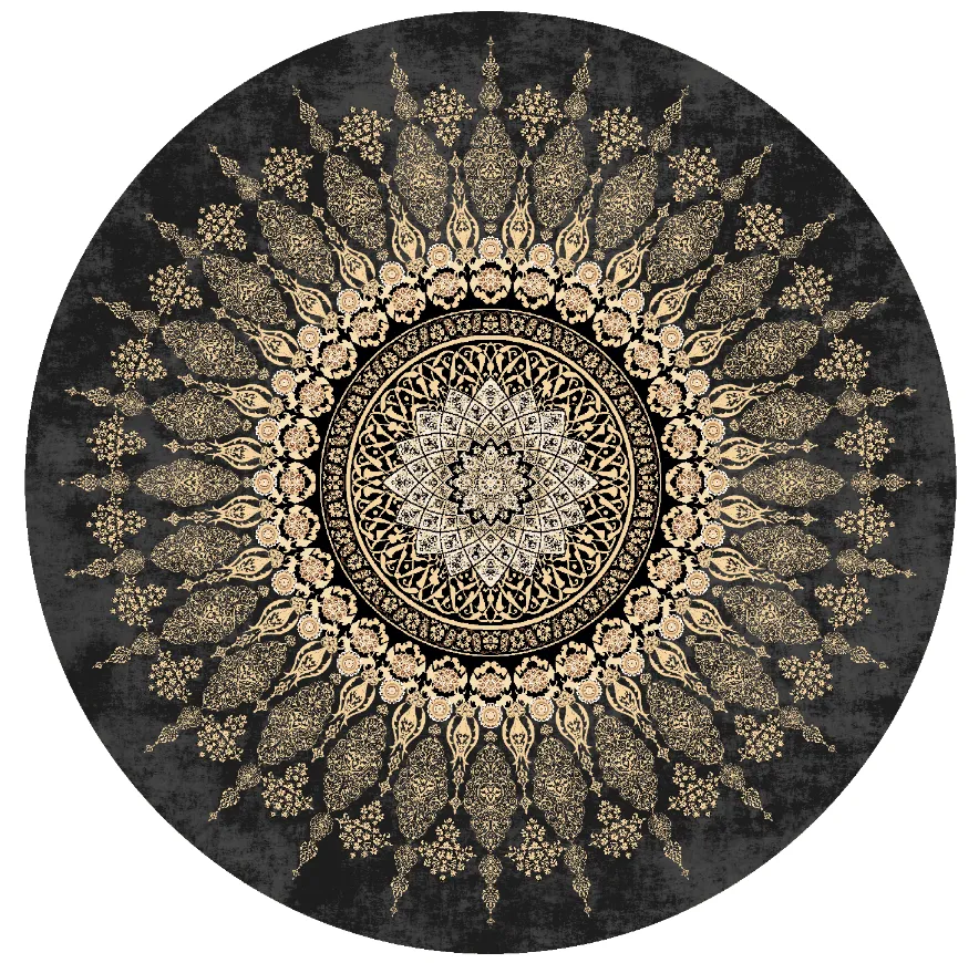 Tapis rond - Sandrigo (noir/doré)