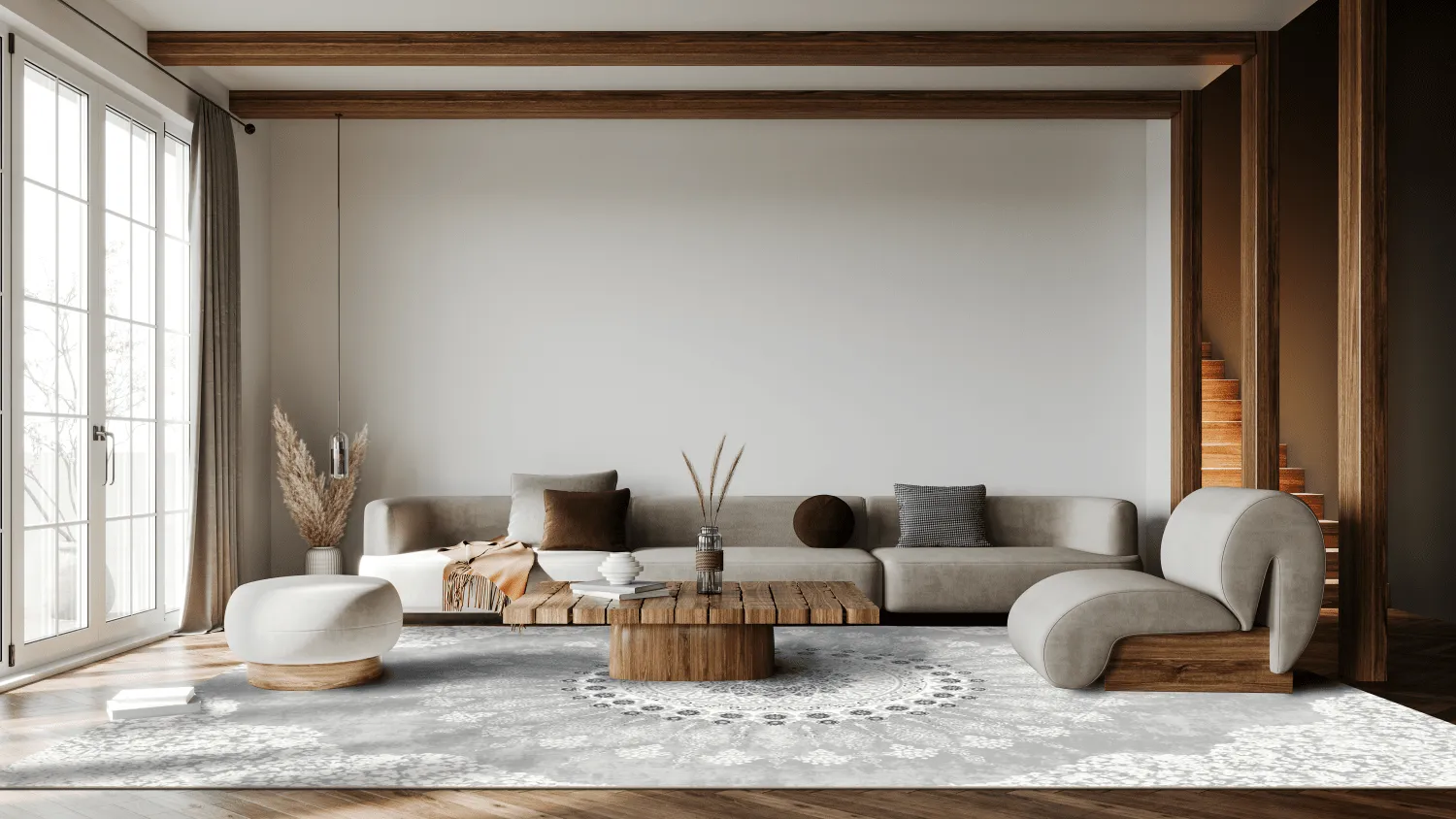 Tapis Wilton - Sandrigo (gris/blanc)
