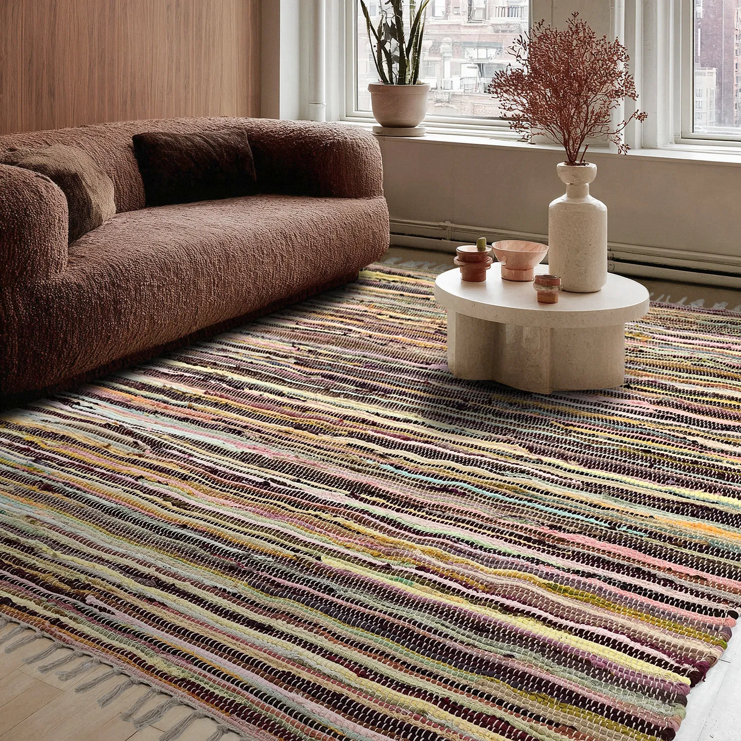 Tapis chiffons - Happy (jaune/multicolore)