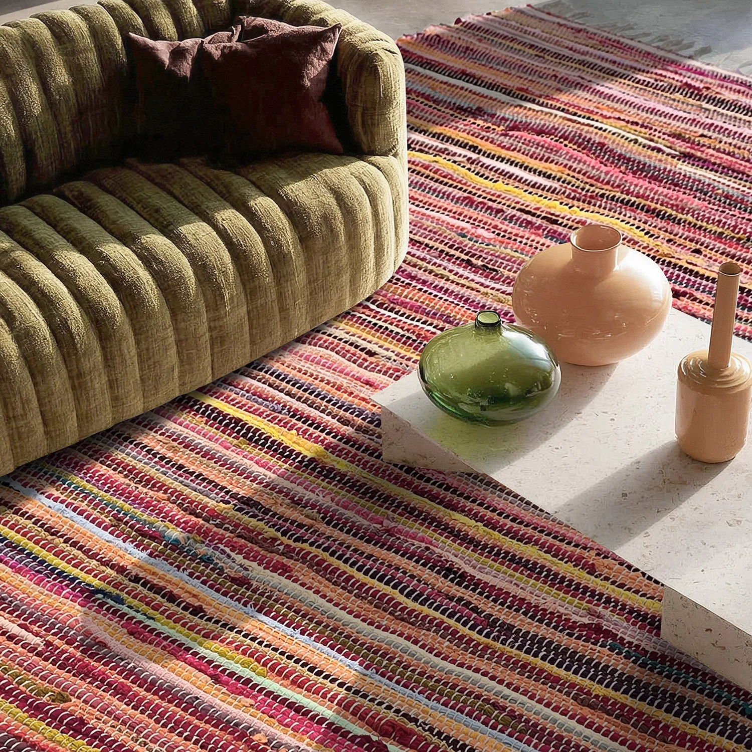 Tapis chiffons - Happy (rose/multicolore)