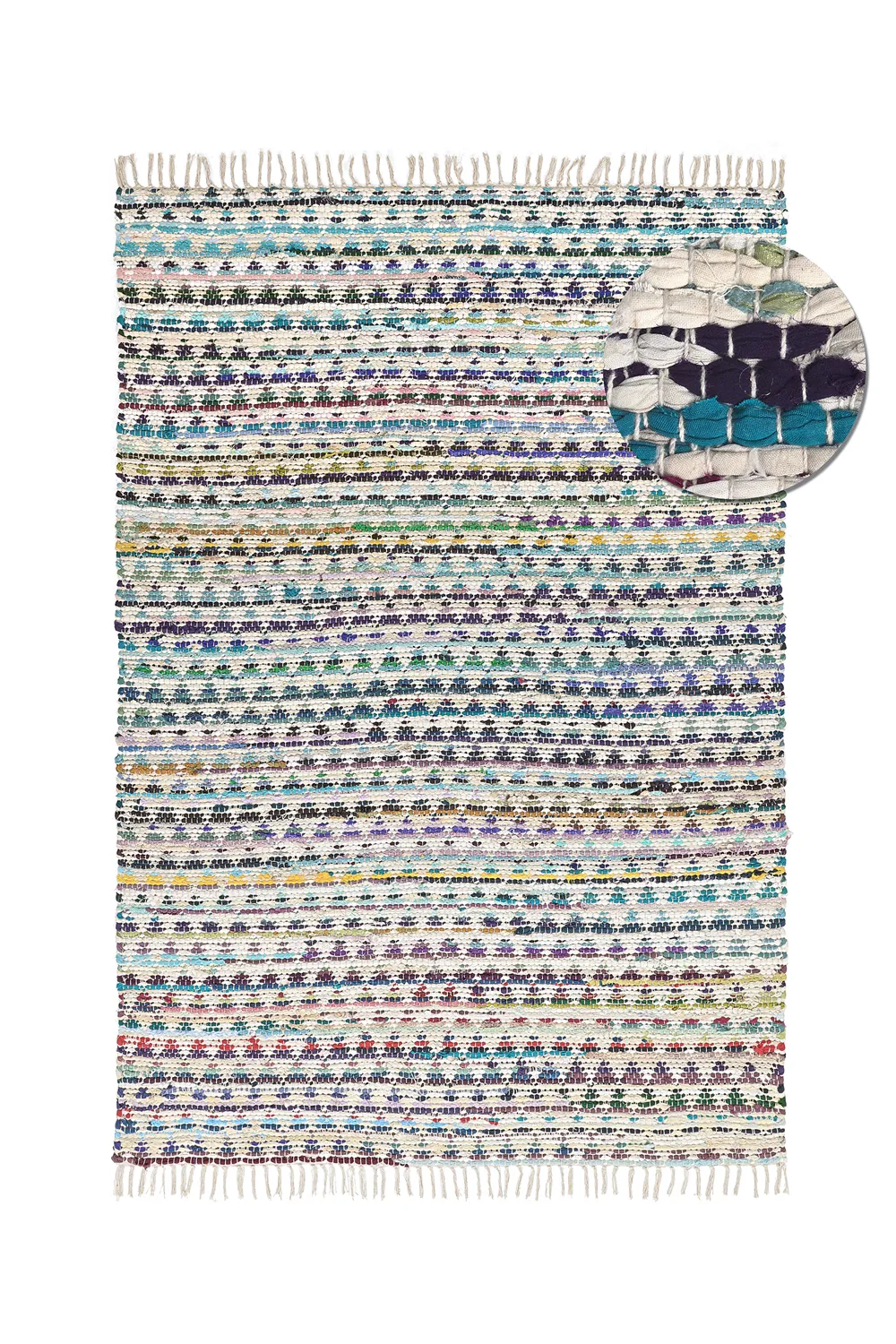 Tapis chiffons - Lindby (bleu/multicolore)