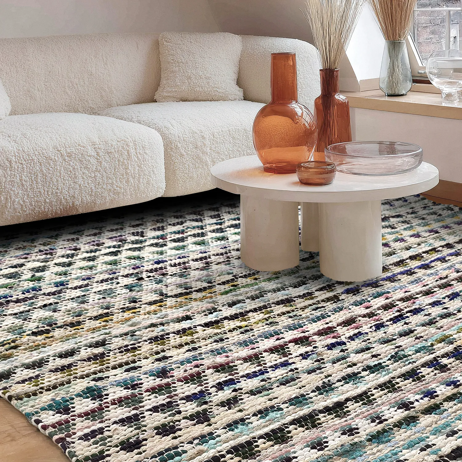 Tapis chiffons - Lindby (bleu/multicolore)