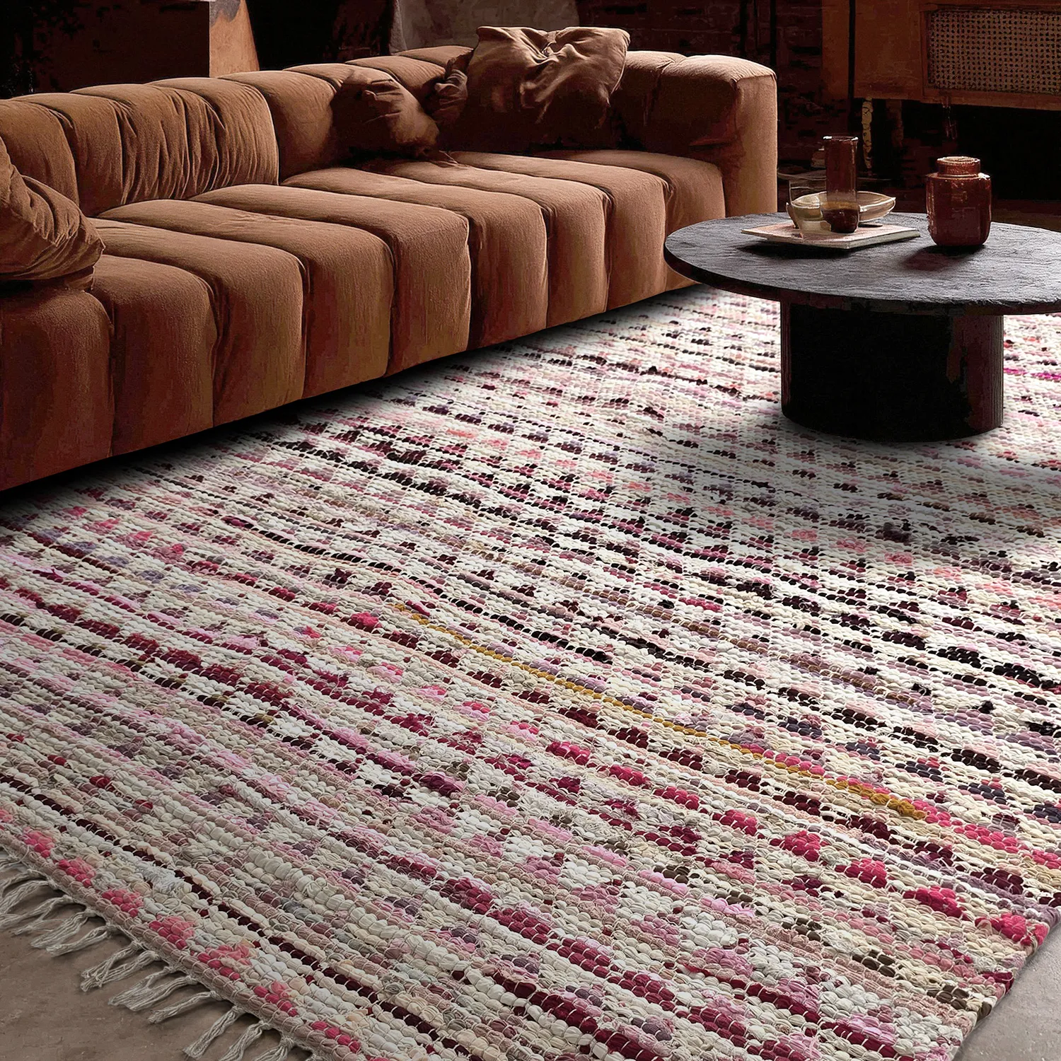 Tapis chiffons - Lindby (rose/multicolore)