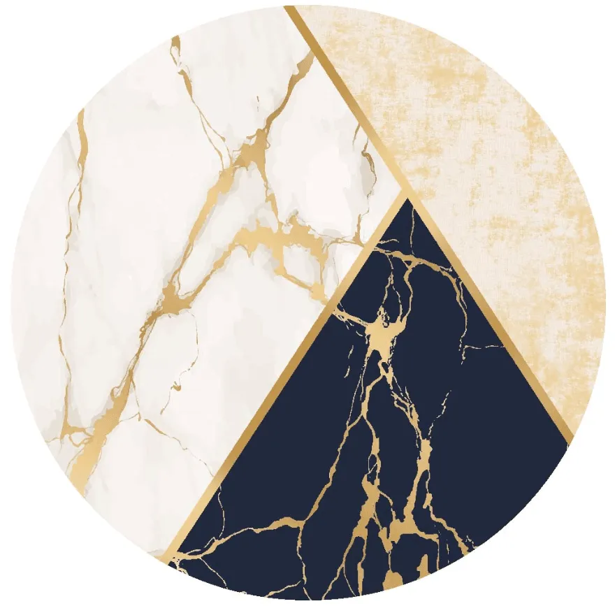 Tapis rond - Canelli (beige/blanc/bleu)
