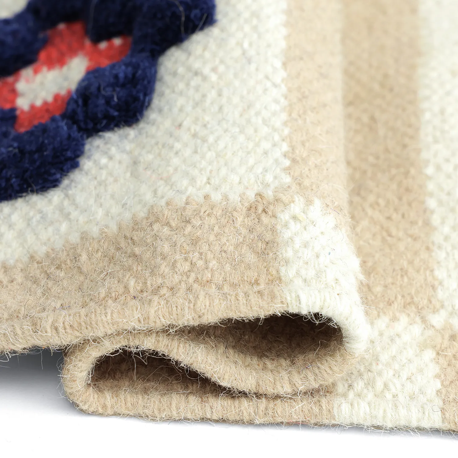 Tapis de laine - Lausanne Flatweave Tufted Premium (blanc/beige)