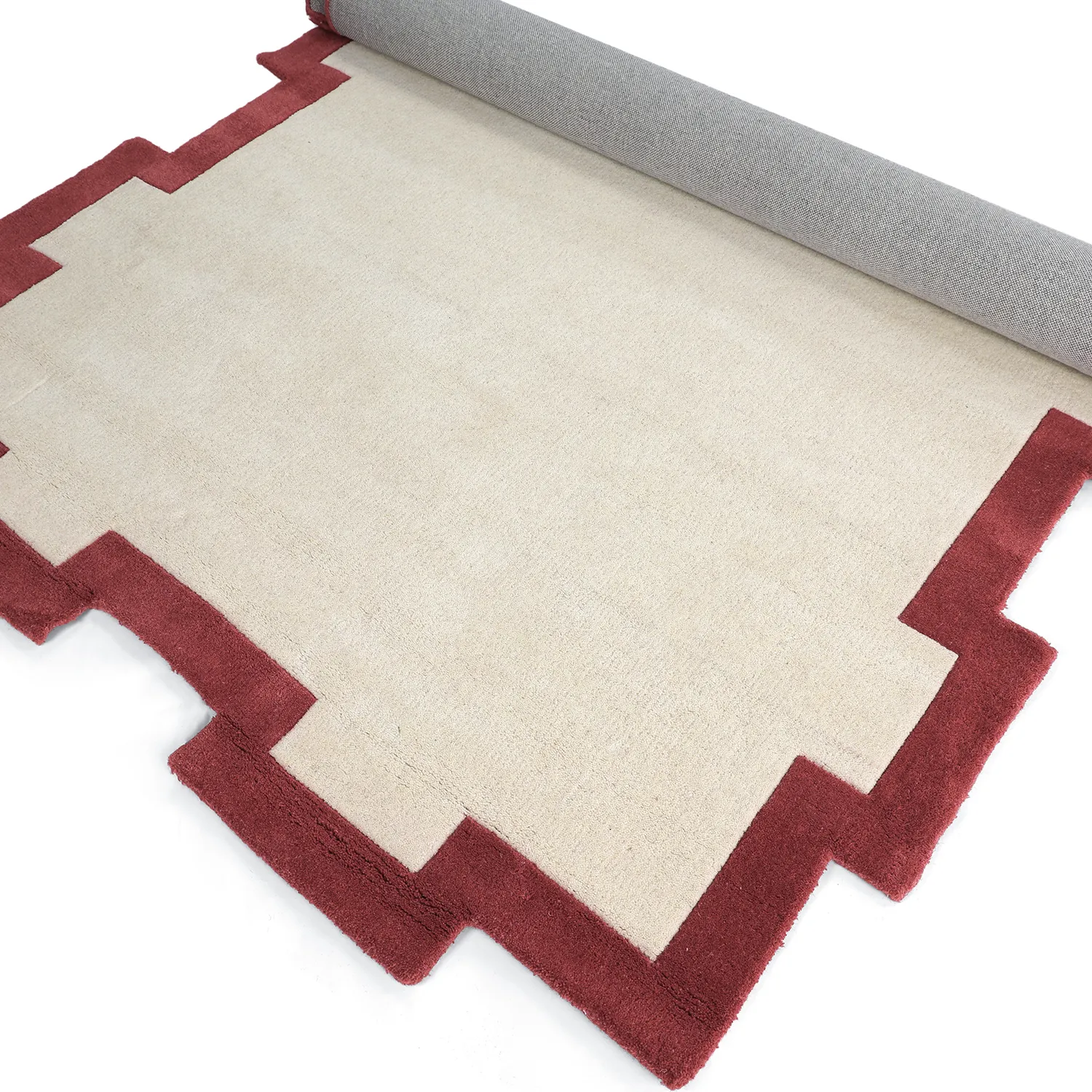 Tapis de laine - Agra Hand Tufted Wool Premium (crème/rouge)