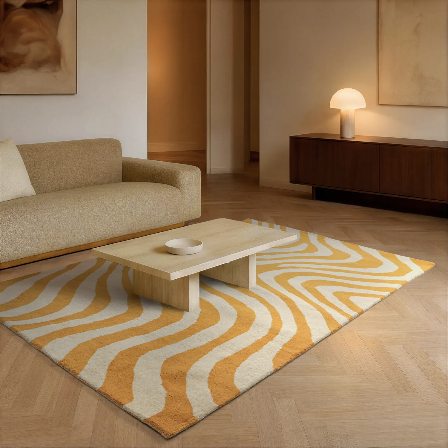 Tapis de laine - Aiz Hand Tufted Wool Premium (jaune)