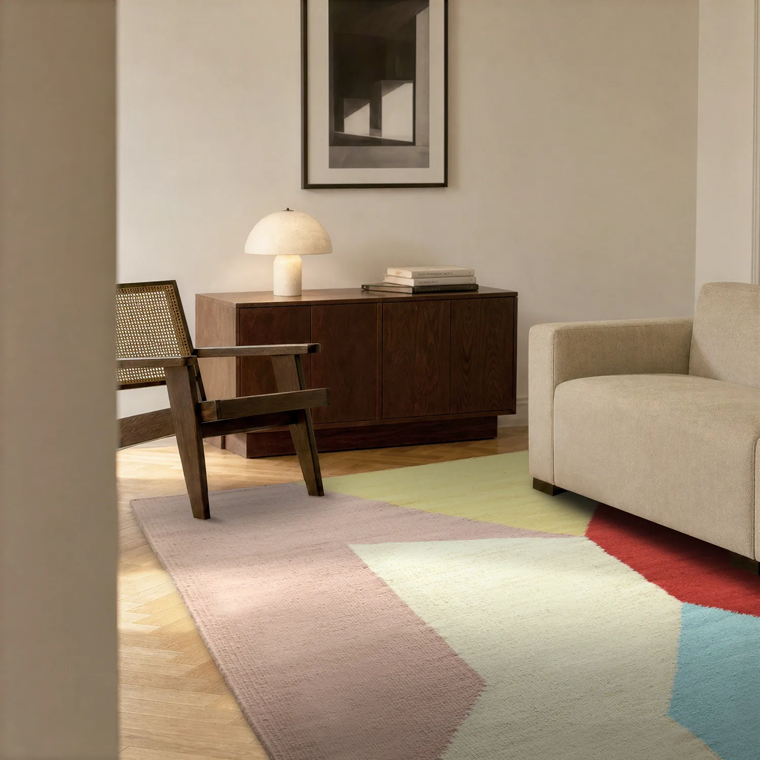 Tapis de laine - Aveiro (rose/multicolore)
