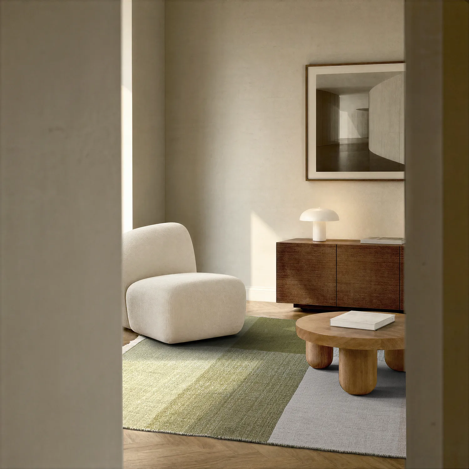 Tapis de laine - Chaves (vert/beige)
