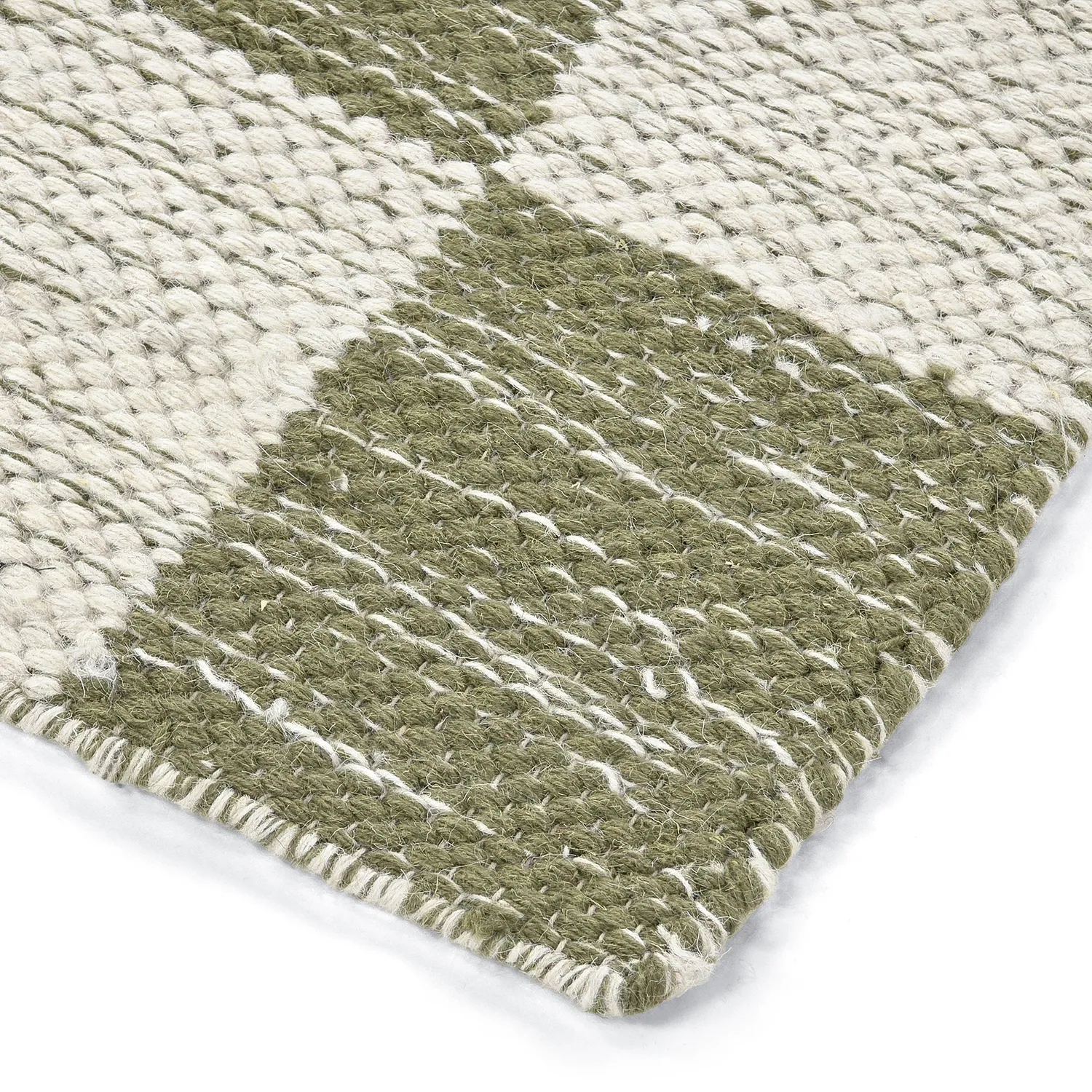 Tapis de laine - Dundee (vert/blanc)