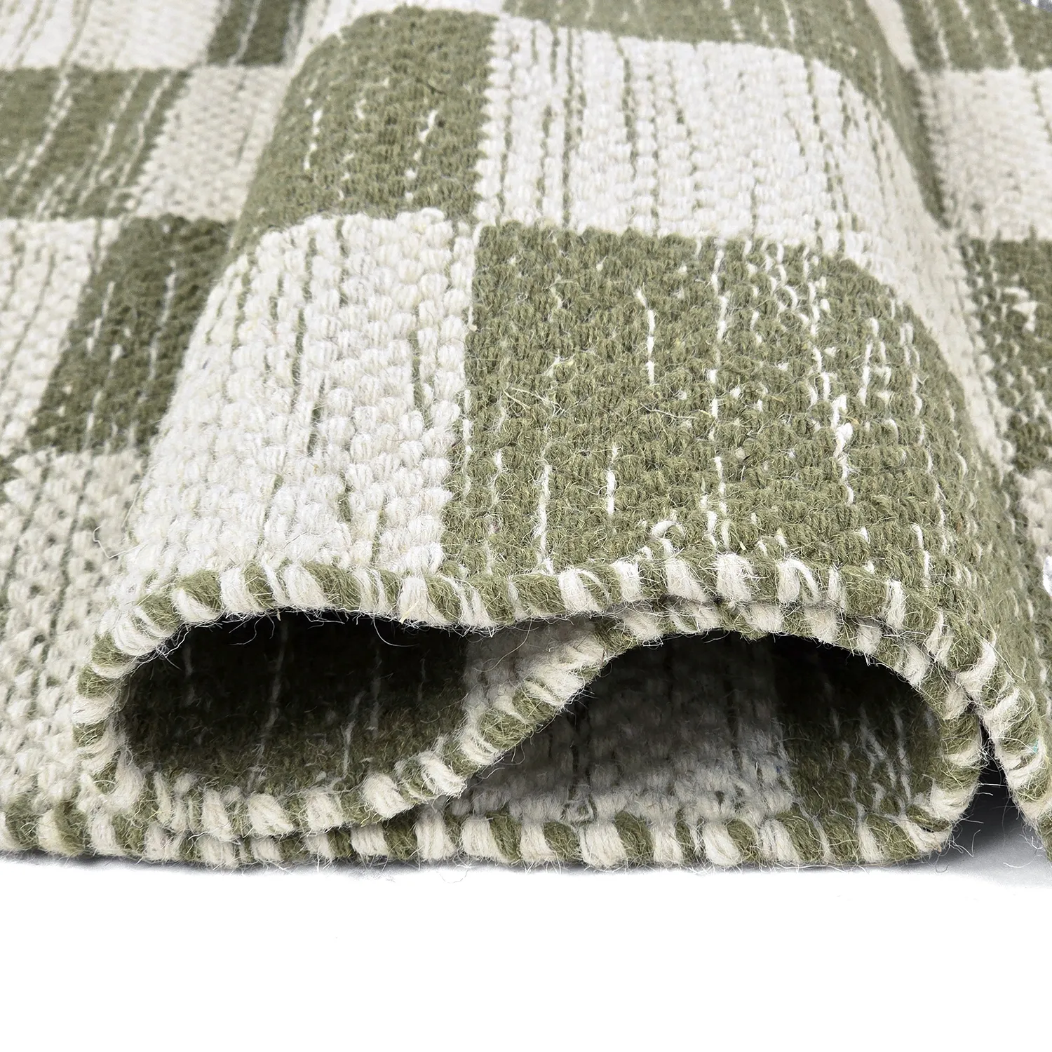 Tapis de laine - Dundee (vert/blanc)