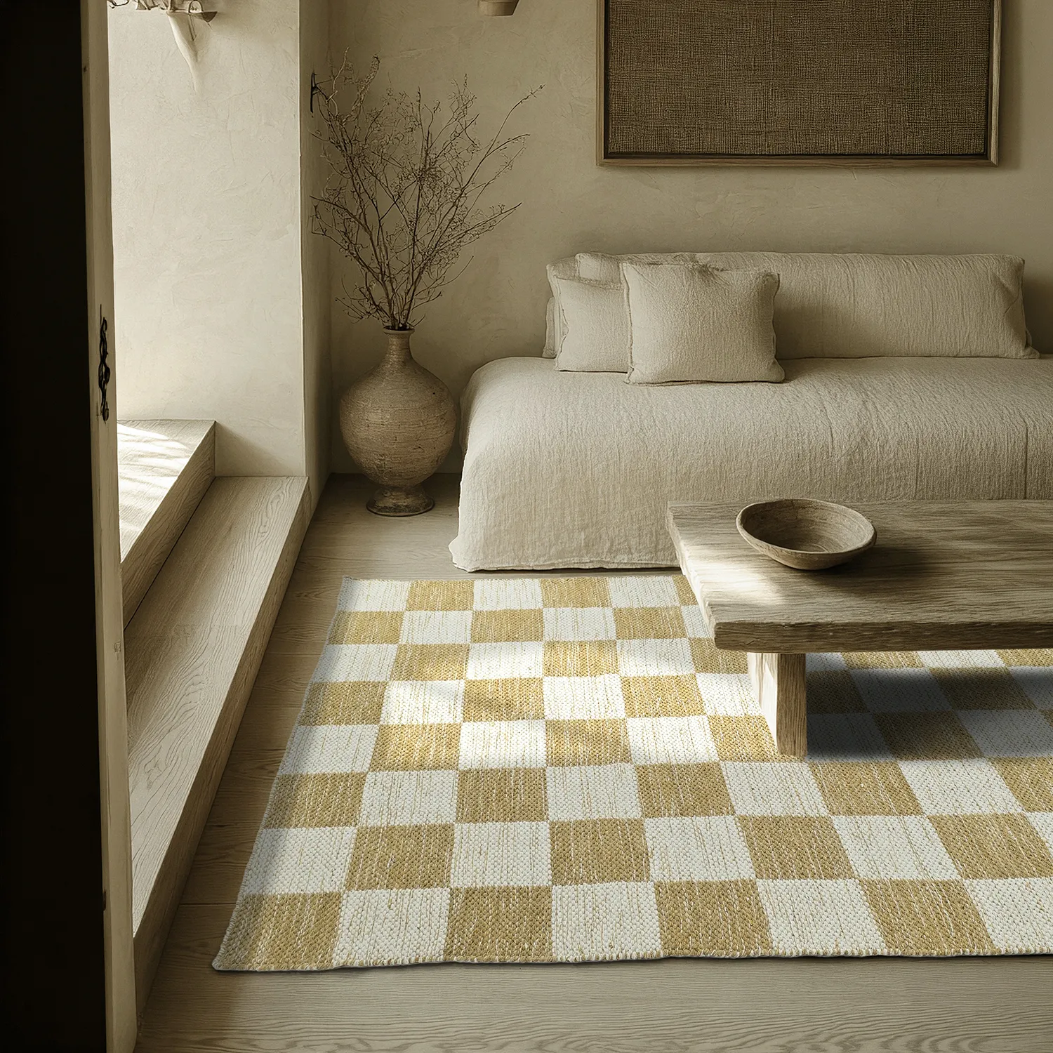 Tapis de laine - Dundee (jaune/blanc)