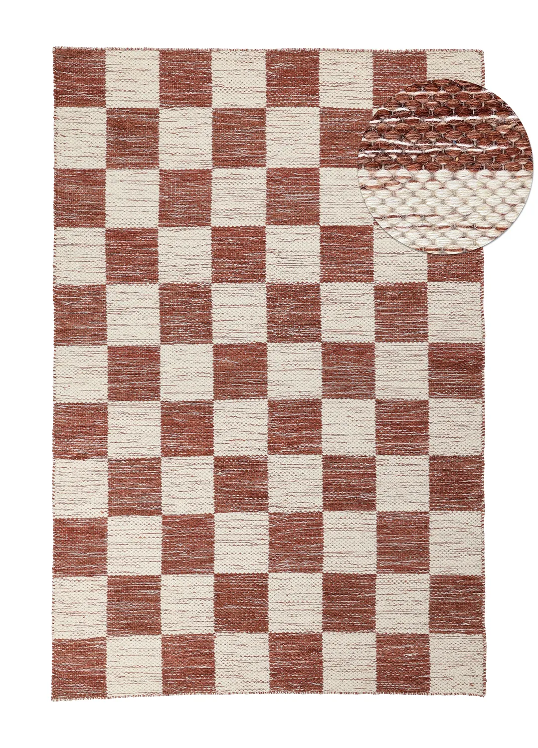 Tapis de laine - Dundee (rouge/blanc)