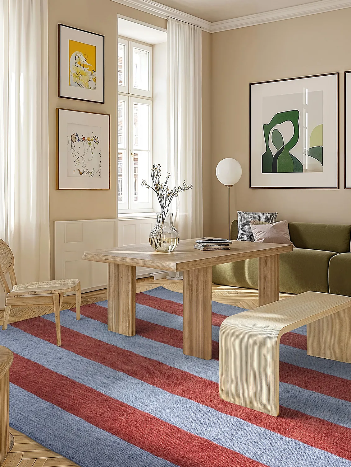 Tapis en laine - Garine (bleu/rouge)