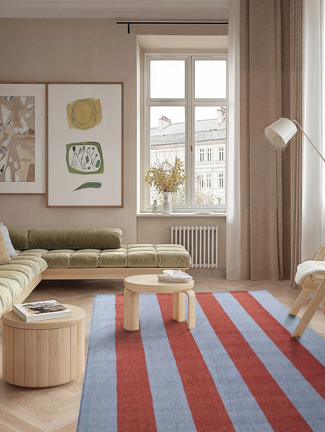 Tapis en laine - Garine (bleu/rouge)