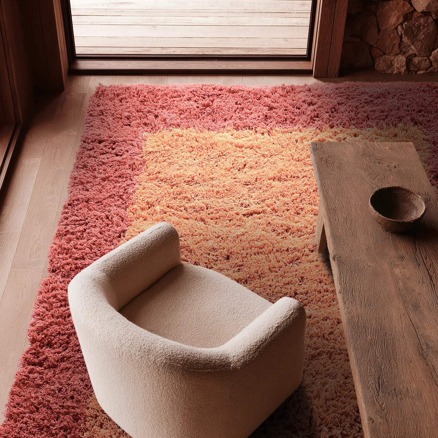 Tapis de laine - Khenifra Handknot Wool Premium (orange/rouge)