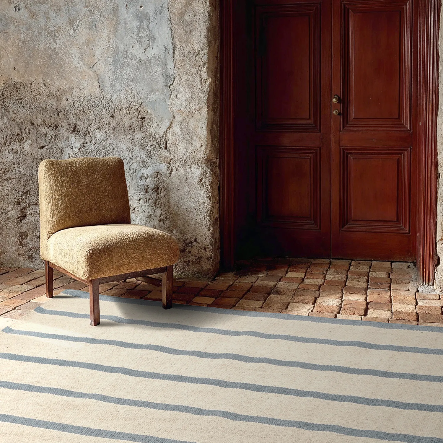 Tapis de laine - Luton (denim délavé/blanc)