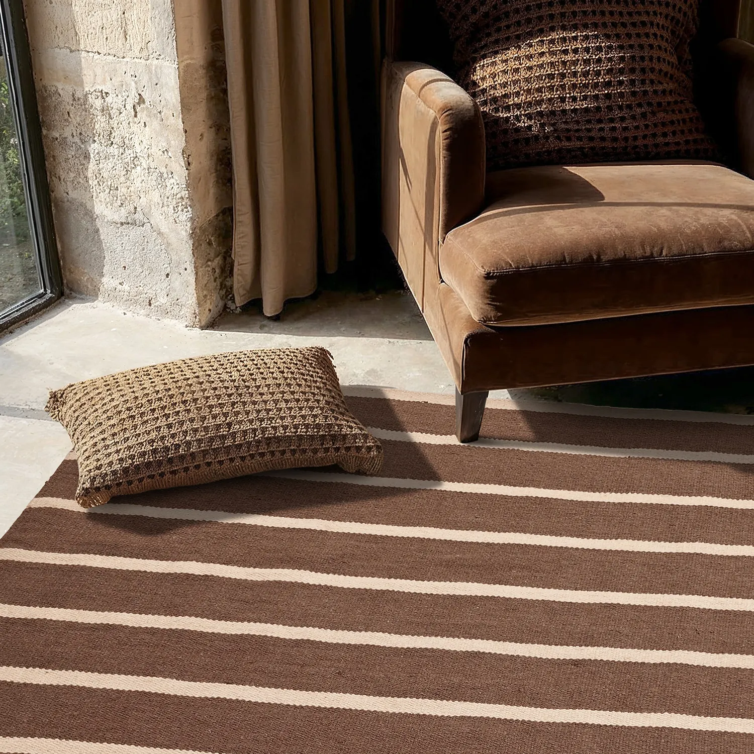 Tapis de laine - Luton (naturel/taupe foncé)