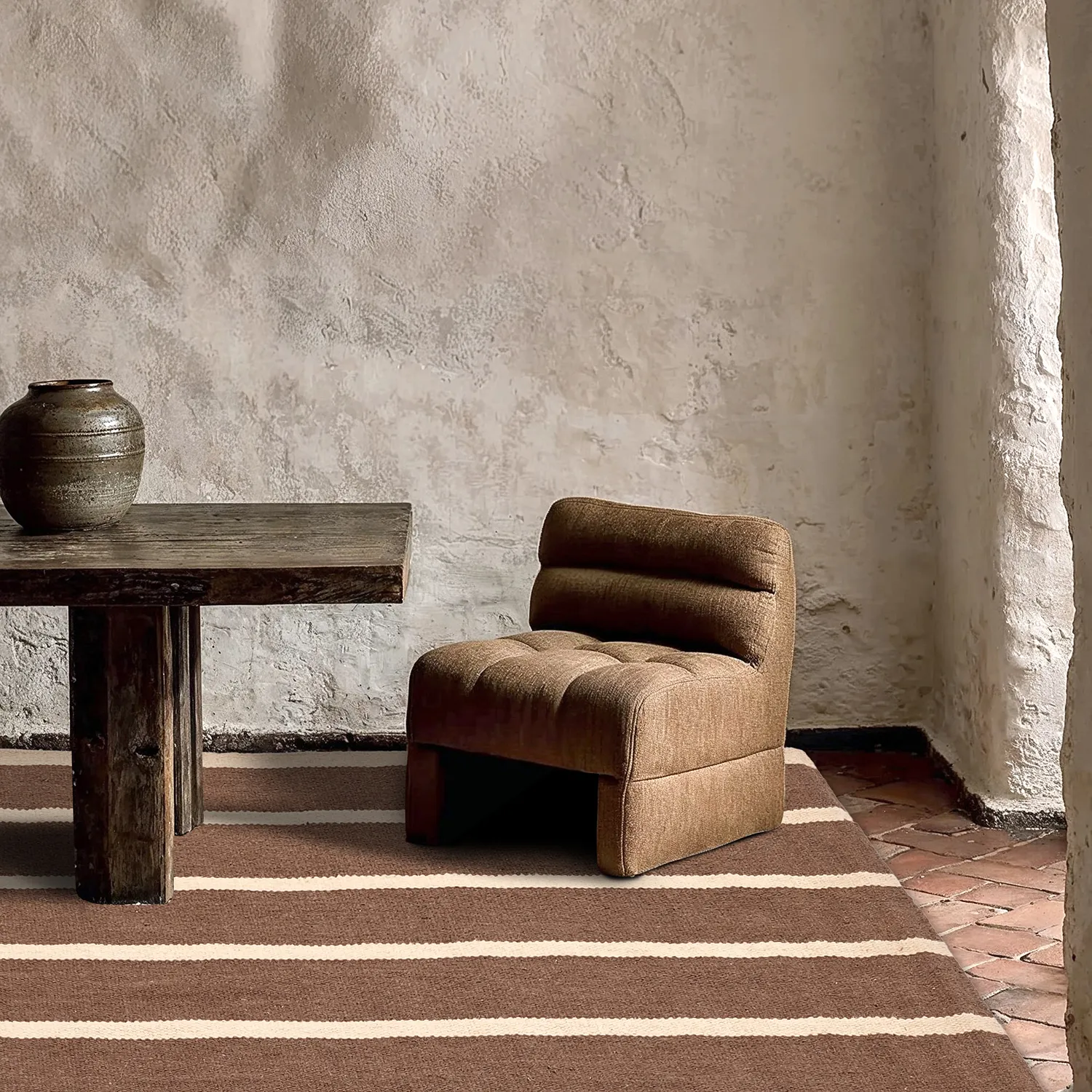 Tapis de laine - Luton (naturel/taupe foncé)