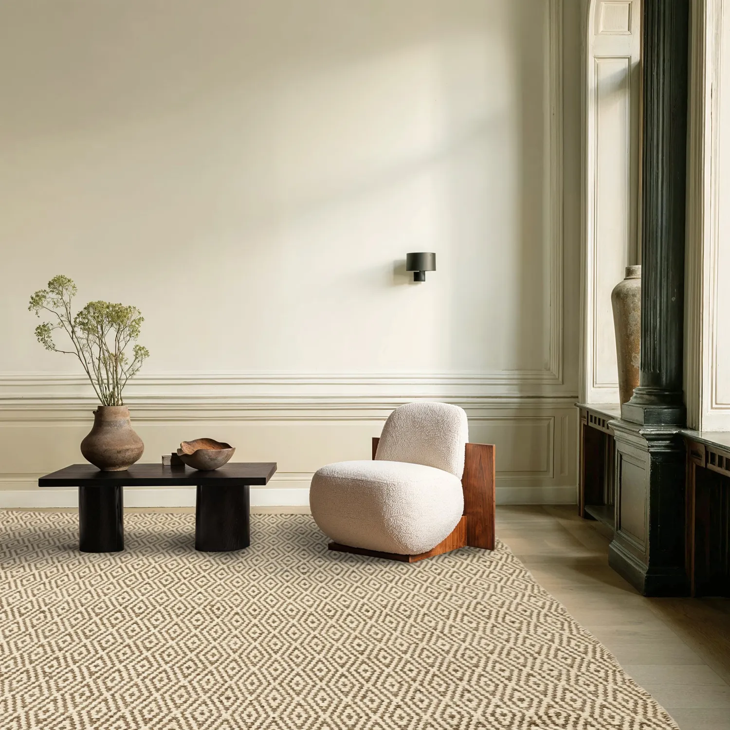 Tapis en laine - Monastir (marron/blanc)