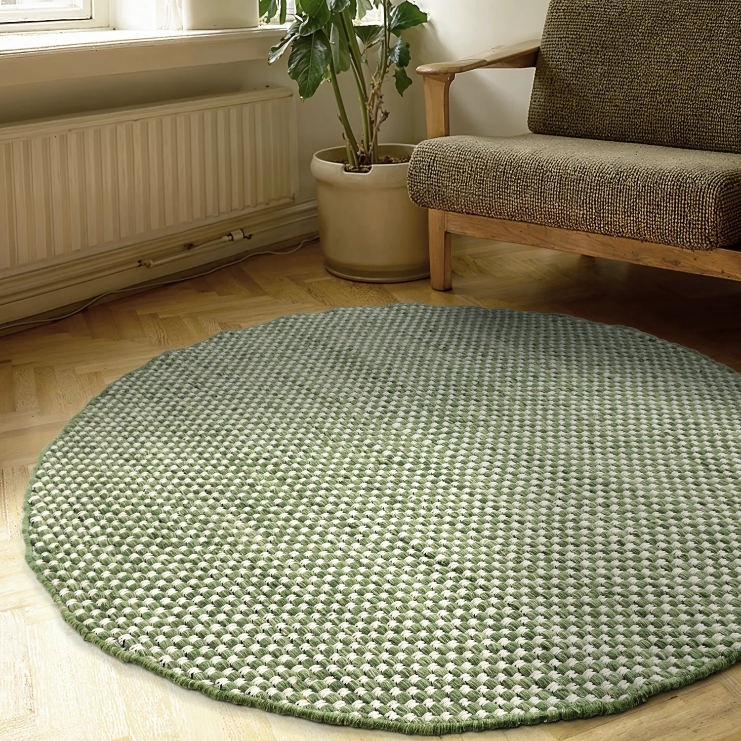 Tapis rond - Ovelia (vert/blanc)