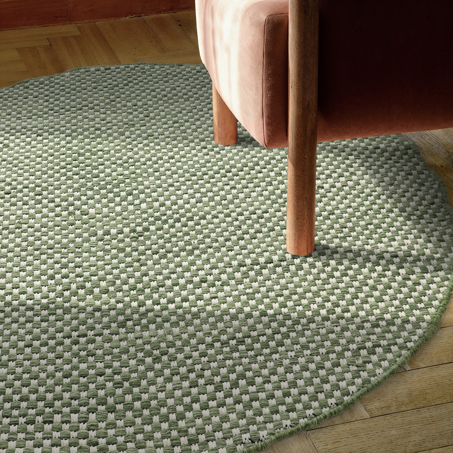 Tapis rond - Ovelia (vert/blanc)