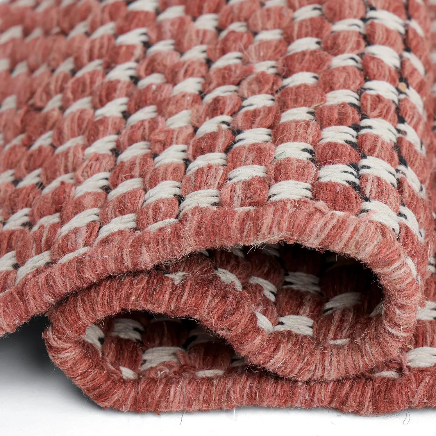 Tapis de laine - Ovelia (terre cuite/blanc)