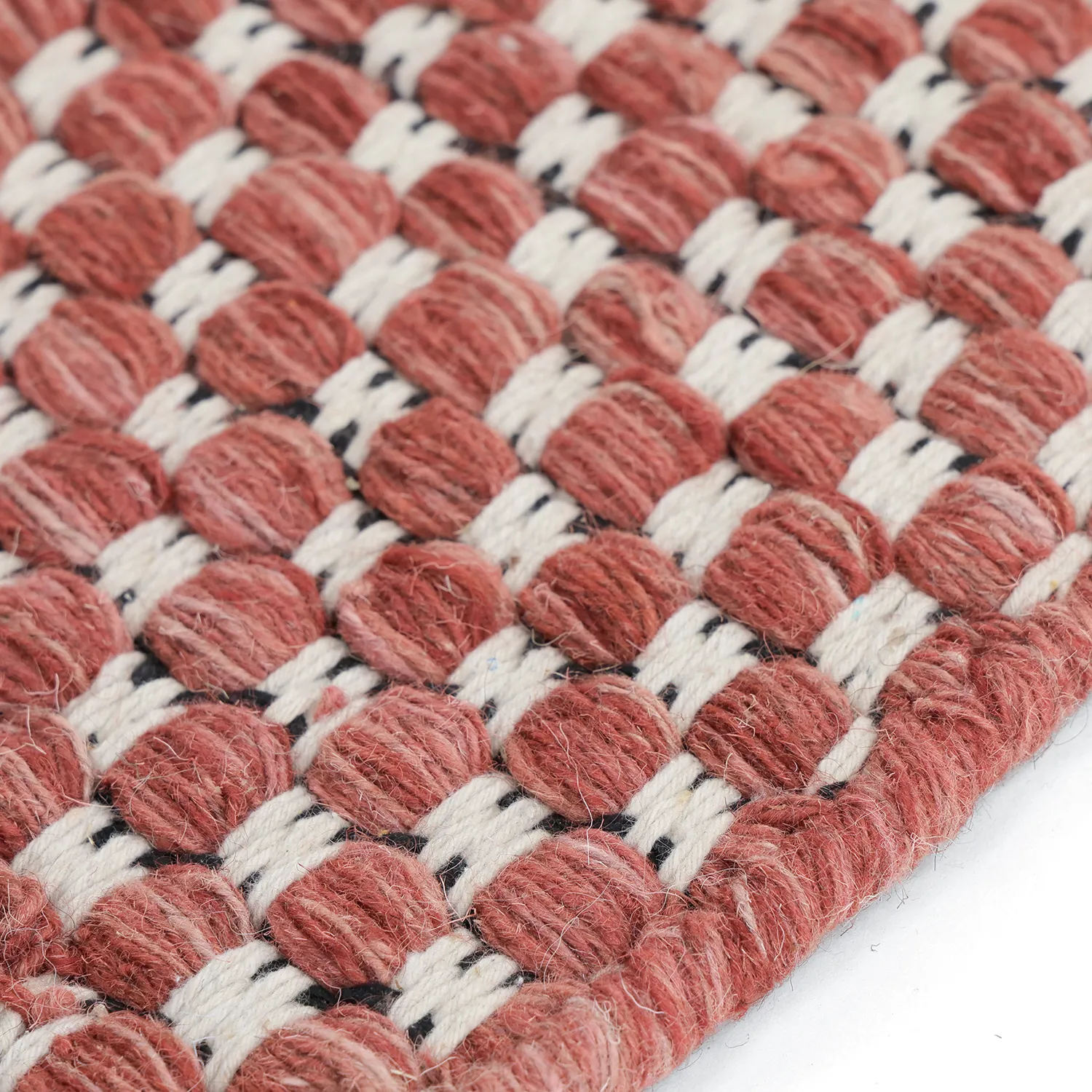 Tapis de laine - Ovelia (terre cuite/blanc)