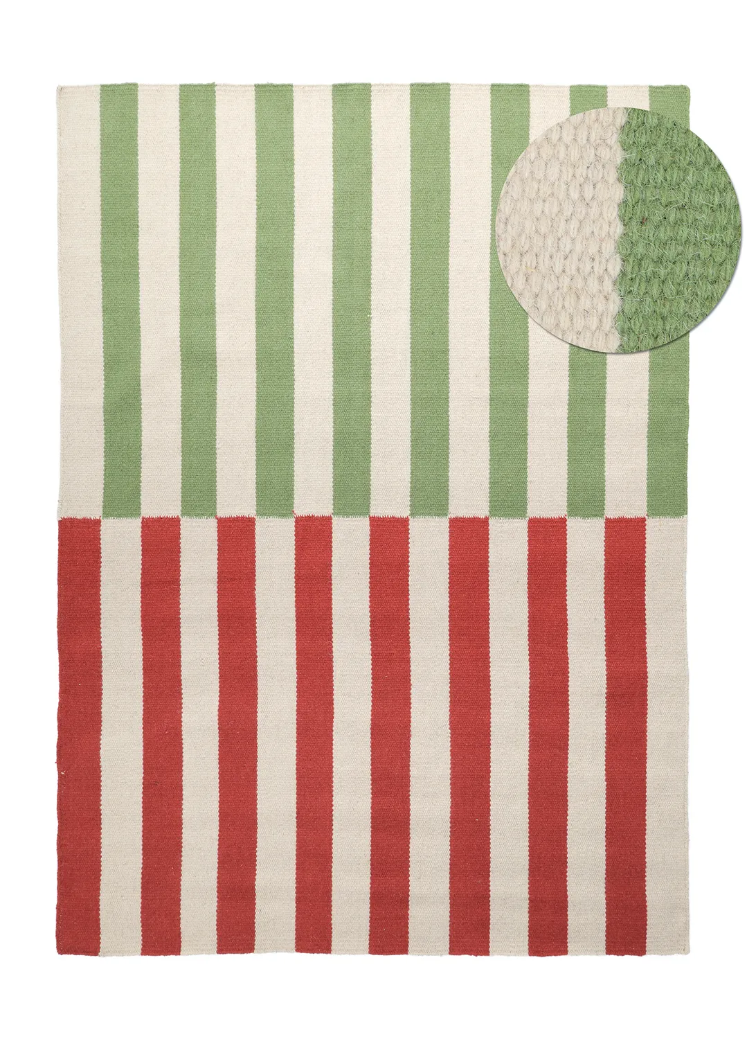 Tapis de laine - Peniche (crème/vert/rouge)