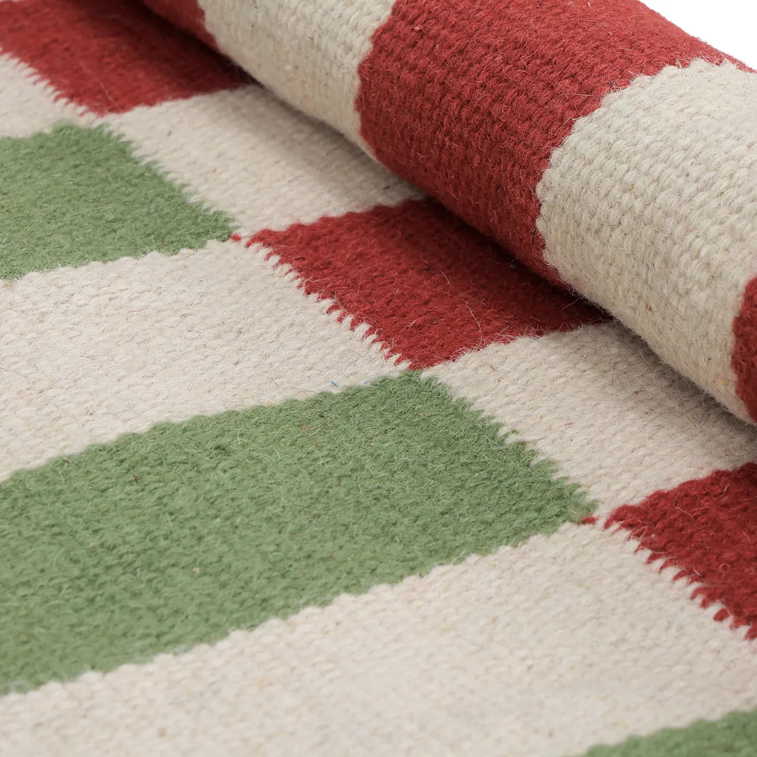 Tapis de laine - Peniche (crème/vert/rouge)